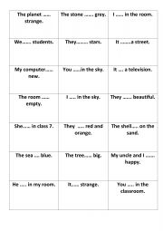 English Worksheet: Game BOOM verb to be