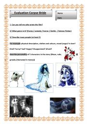 English Worksheet: Corpse Bride - tim Burton