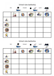 English Worksheet: School rules battleship