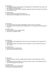 English Worksheet: animal records mingling task