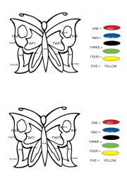 Reading and colouring numbers 1-5