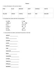 English Worksheet: Colours 