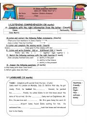 English Worksheet: mid term test N1 8th form