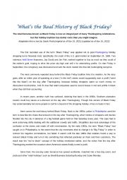 The history of Black Friday - adaptation and comprehension activity