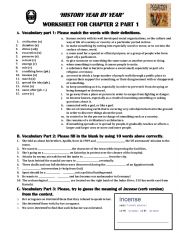 English Worksheet: Chapter 2 Part 1 -History Year by Year Worksheet