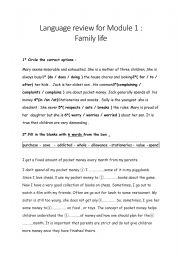 English Worksheet: Review for 9th form pupils Module 1