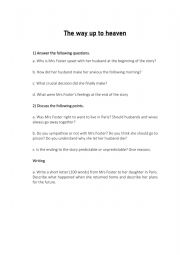English Worksheet: Short story the way up to heaven