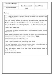 English Worksheet: 8th form end of term test n1 
