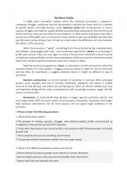 English Worksheet: business cycles