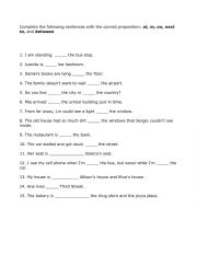 English Worksheet: Prepositions of Location worksheet