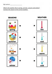 English Worksheet: Seasons and temperature