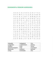 ENVIROMENTAL PROBLEMS WORDSEARCH