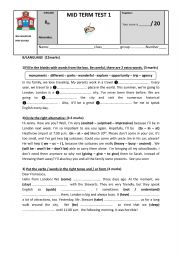 MID TERM TEST 1 FOR 8TH FORM LANGUAGE PART