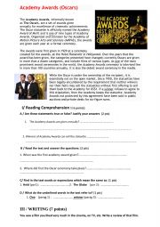 Academy Awards  Reading Comprehension Activity