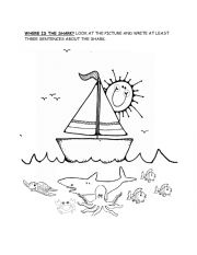 English Worksheet: Where is the shark?