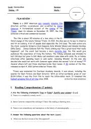 English Worksheet: Titanic Reading comprehension