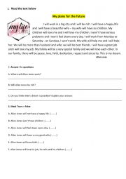 English Worksheet: My plans