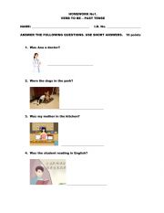 English Worksheet: Practice - Verb To be past tense