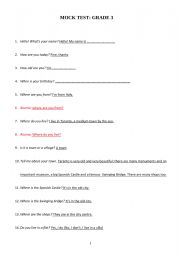 English Worksheet: Trinity GESE grade 3 Questionnaire