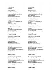 English Worksheet: Listening Wind Of Change