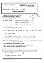 1st form mid term test 1