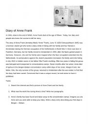 English Worksheet: Anne Frank