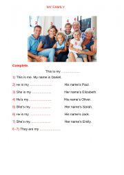 English Worksheet: My Family