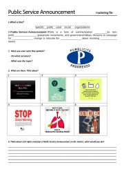 English Worksheet: Public Service Announcements