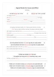 Cause and Effect Signal Words