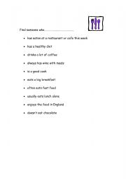 English Worksheet: Find someone (Food)