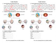 Family members simple worksheet