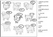 English Worksheet: Numbers and colors