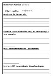 English Worksheet: WONDER