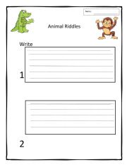 English Worksheet: Animal Riddles