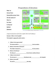 English Worksheet: Prepositions of Direction Practice with map 