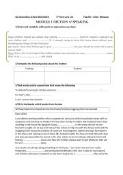 English Worksheet: 3rd form Module 1 /section 4/ speaking
