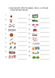 English Worksheet: Singular and Plural Nouns