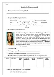 English Worksheet: lesson 3 Queen of Soul