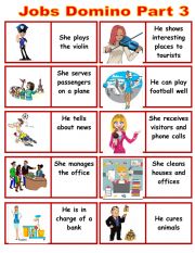 English Worksheet: Jobs.Domino.Part 3