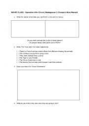 English Worksheet: Operation Afro Circus | Madagascar 3: Europe�s Most Wanted