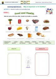 English Worksheet: Food healthy
