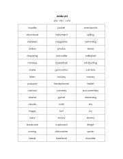WORD LIST FOR SPELLING BEE