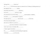 English Worksheet: Put on suitable word