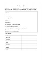 English Worksheet: Describing an object