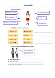 English Worksheet: Personal information