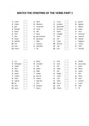 English Worksheet: Verb Synonyms Part 1