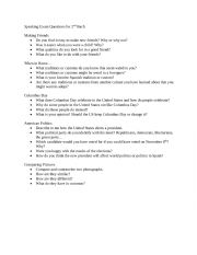 English Worksheet: Speaking Questions