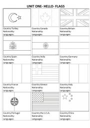 English Worksheet: flags