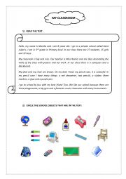 English Worksheet: My classroom reading