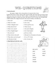 English Worksheet: Wh - questions